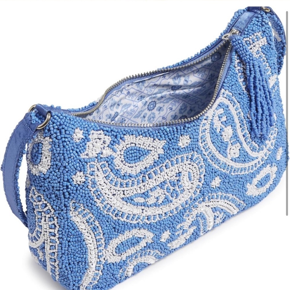 Vera Bradley Mini Frannie Shoulder Blue Beaded Women's Bag